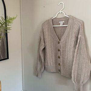 Cupcakes & Cashmere Taupe Cable Knit Cardigan